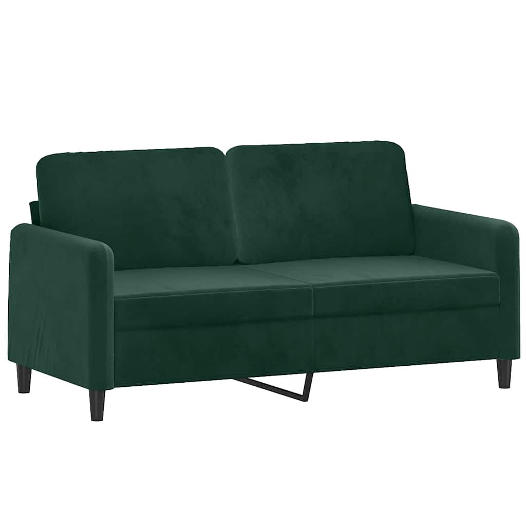 2-Sitzer-Sofa mit Zierkissen Dunkelgrün 120 cm Samt