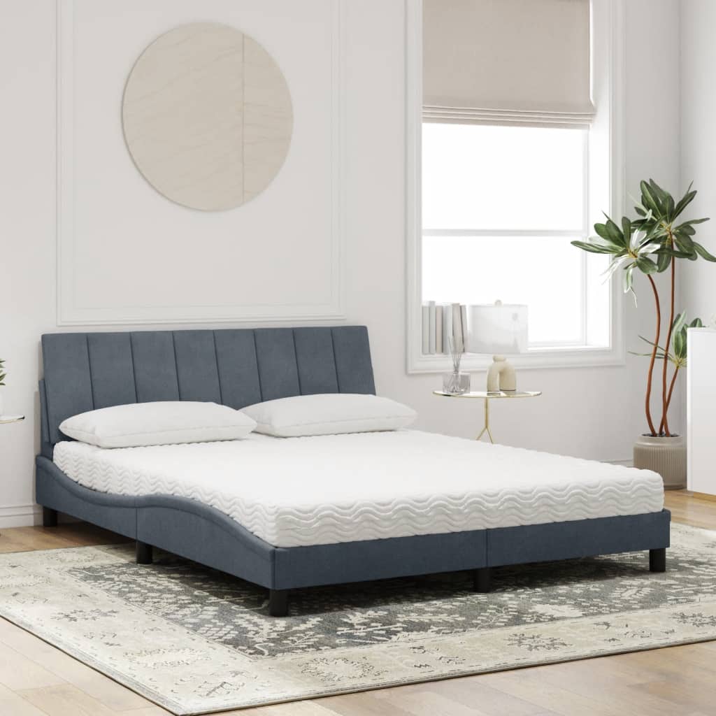 Bett mit Matratze "Hanko" Hellgrau 80x200 cm Samt