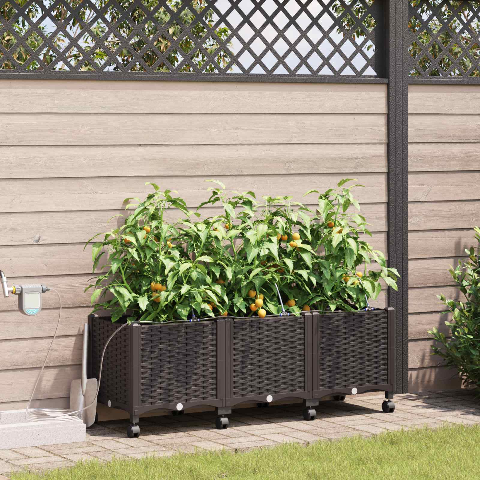 Garten-Pflanzgefäß 4 Stk. Braun 160 x 40 x 22 cm PP
