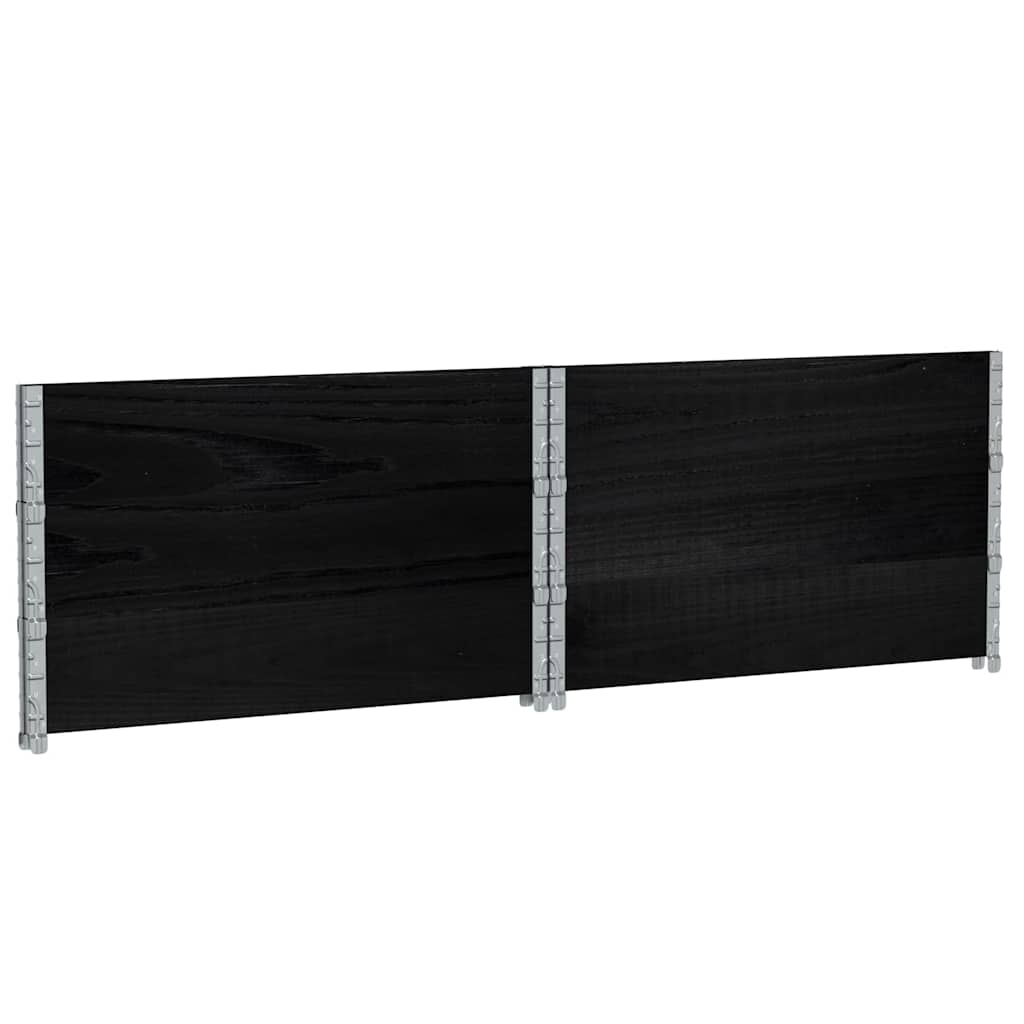 Paletten-Aufsatzrahmen Schwarz 80x60 cm Massivholz Kiefer