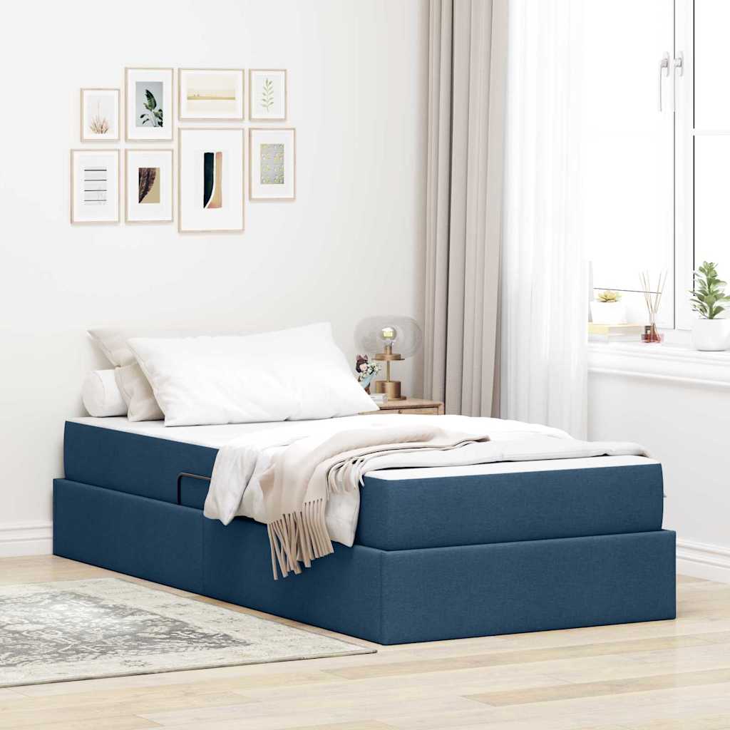 Aufbewahrungsbett mit Matratze Hellgrau 90 x 190 cm Polyester