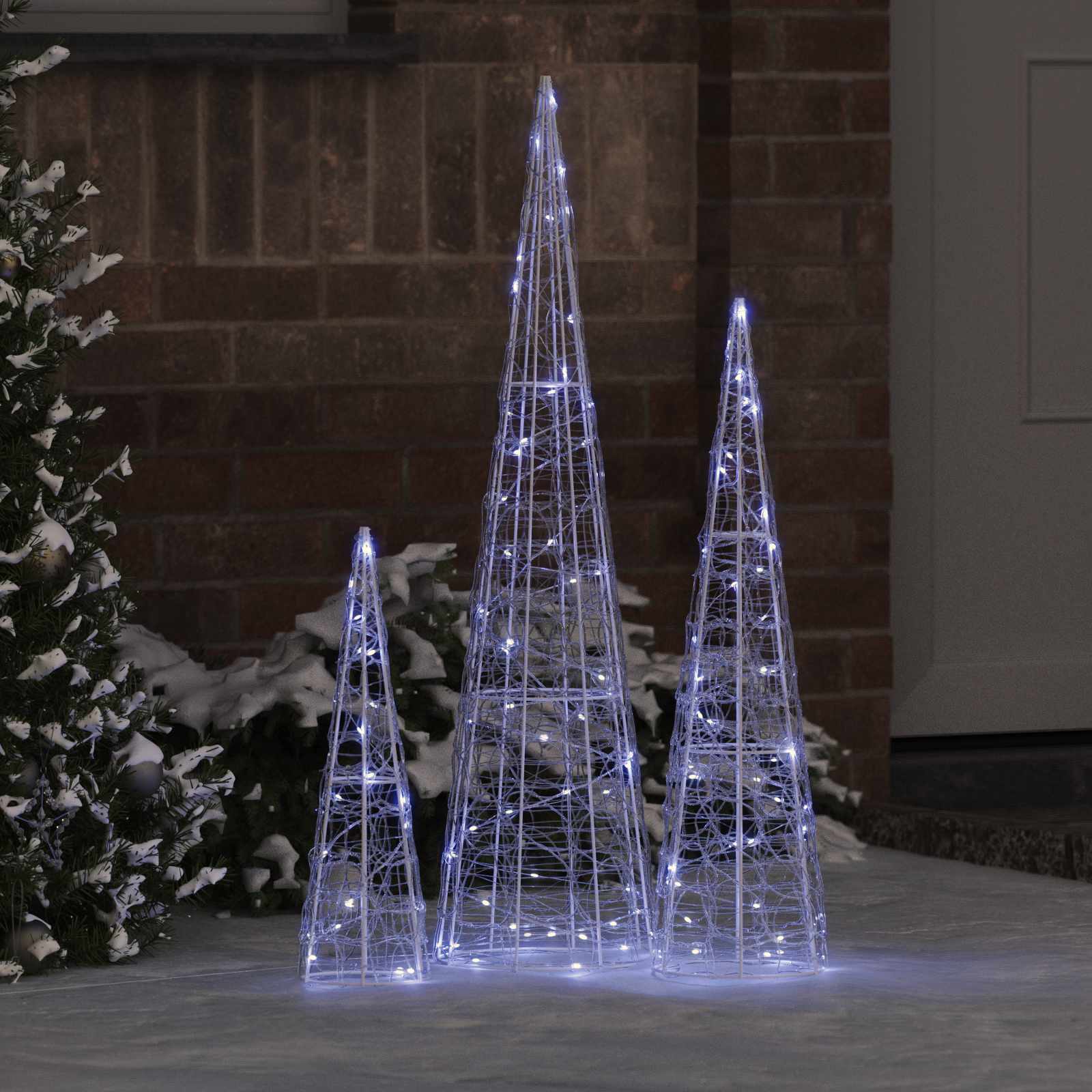 Weihnachtsbaum mit 90 LEDs 3 pcs Warmweiß 20 x 20 x 80 cm Acryl