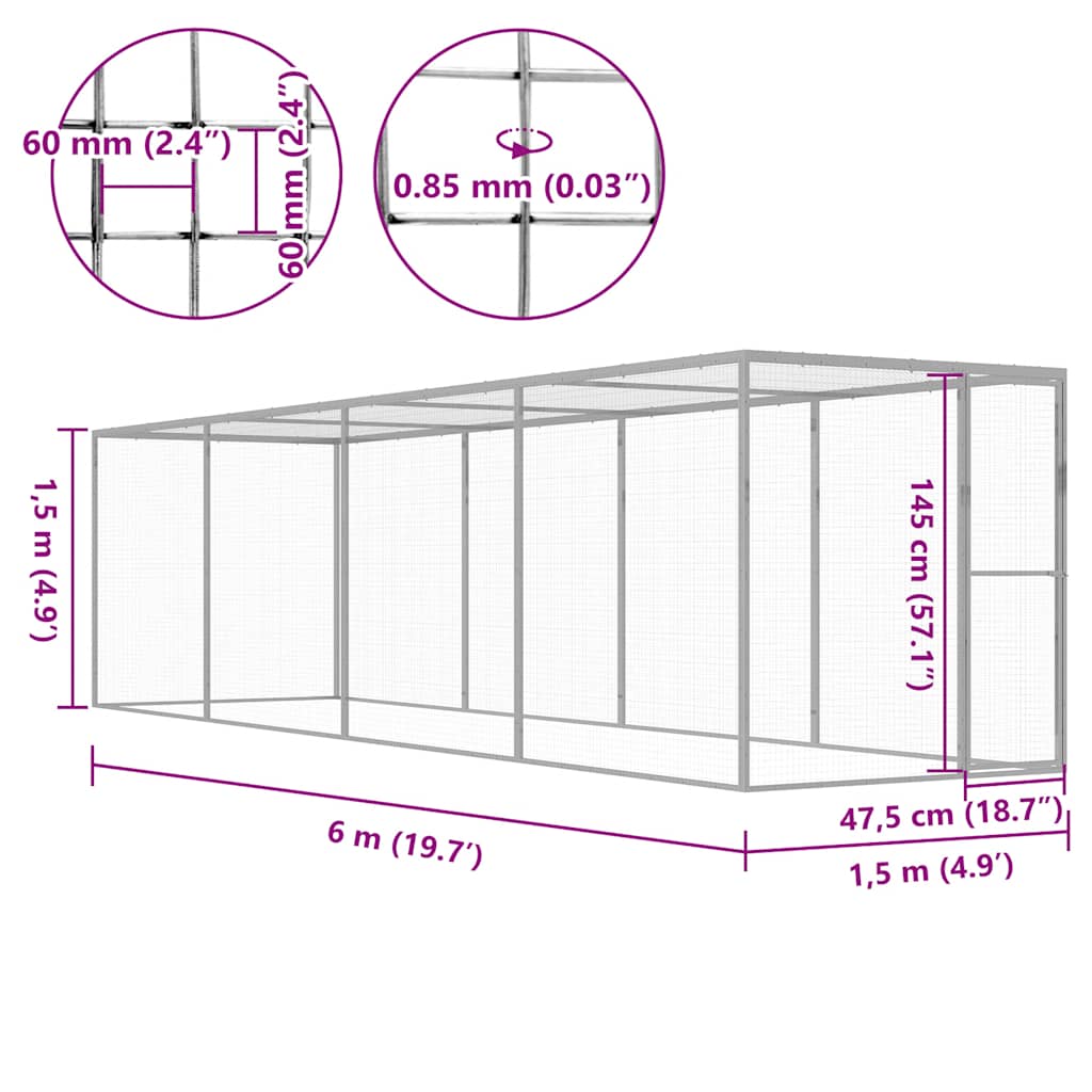 Katzenkäfig 1,5x1,5x1,5 m Verzinkter Stahl