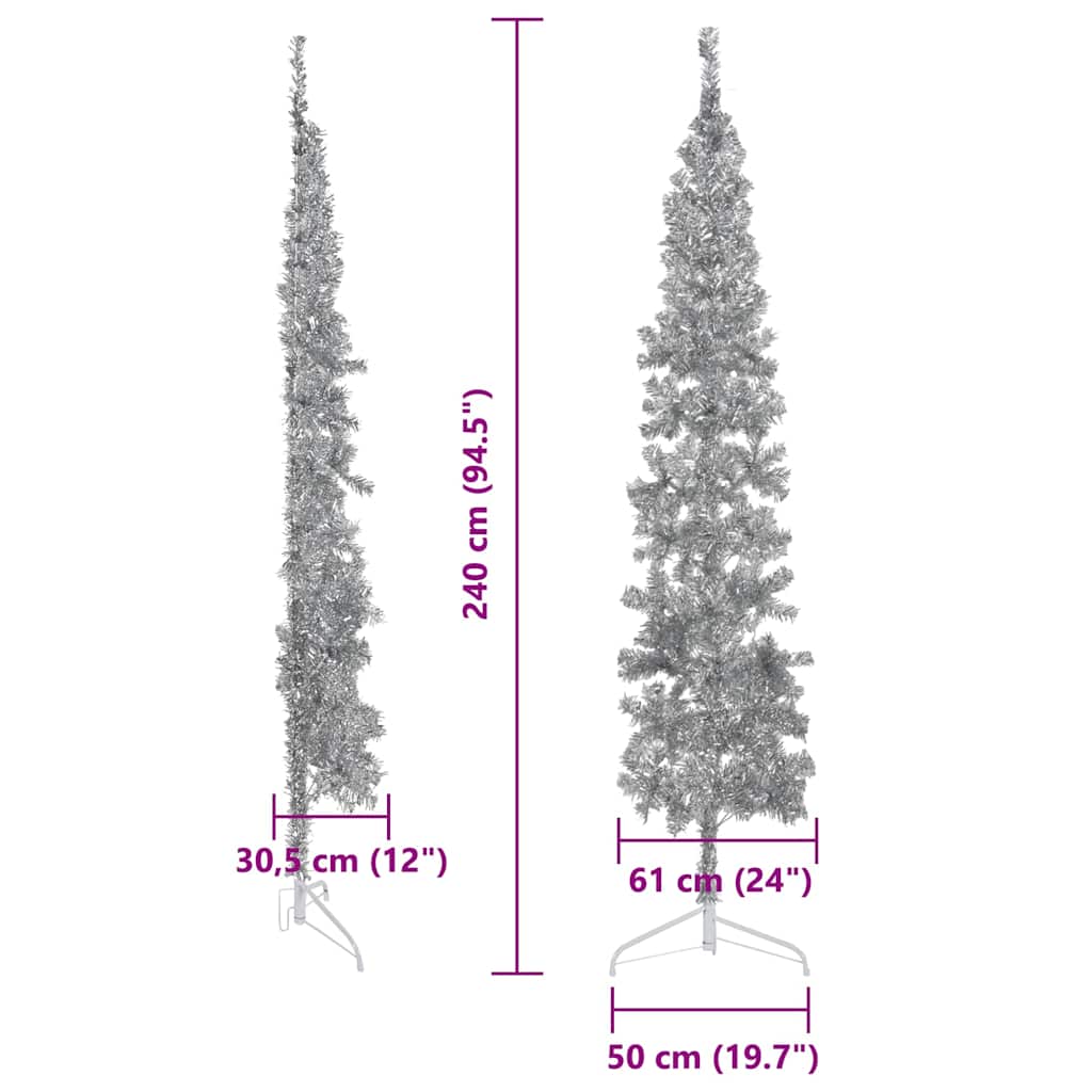 Künstlicher Halb-Weihnachtsbaum mit Ständer Schlank Weiß 180 cm