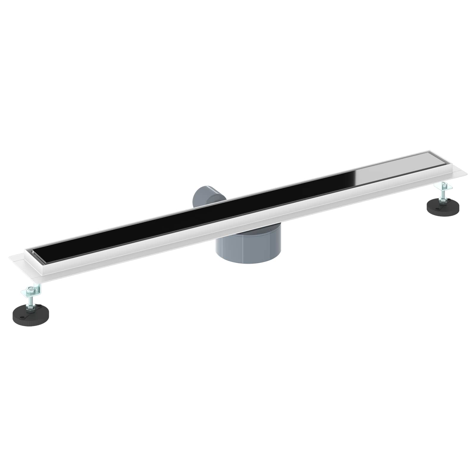 Duschabfluss mit Glashülle und 360° Siphon Schwarz 50 cm