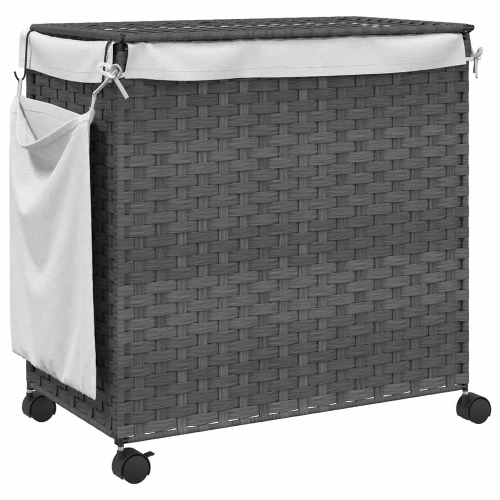 Wäschekorb mit Rollen 60x35x60,5 cm Rattan