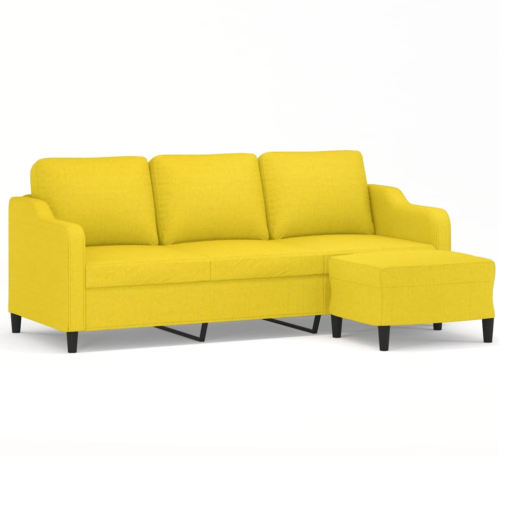 3-Sitzer-Sofa mit Hocker Braun 180 cm Stoff