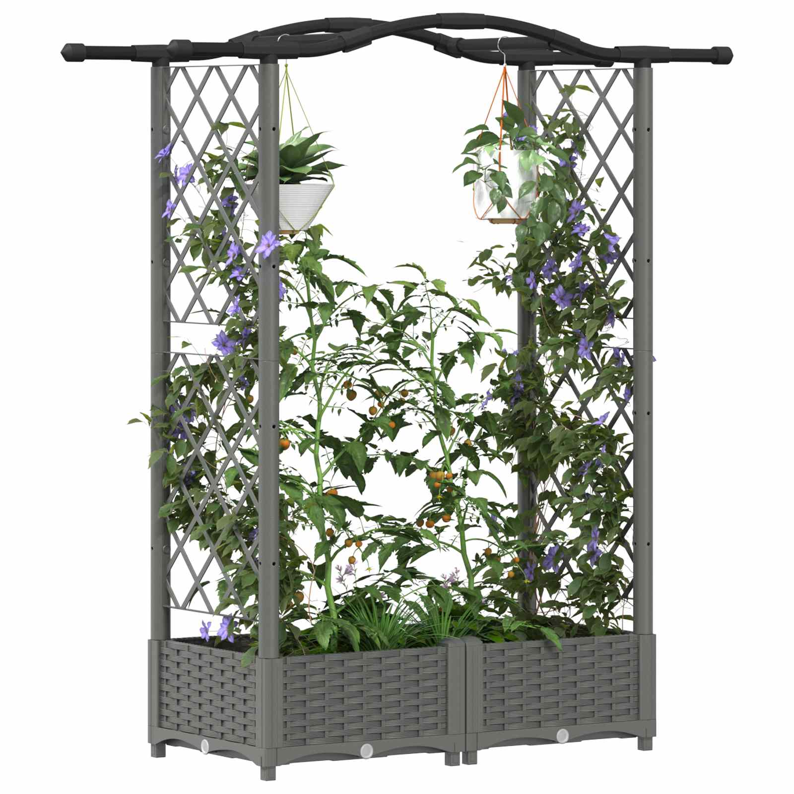 Hochbeet mit Rankgitter und Dach Braun 124 x 40 x 123 cm PP