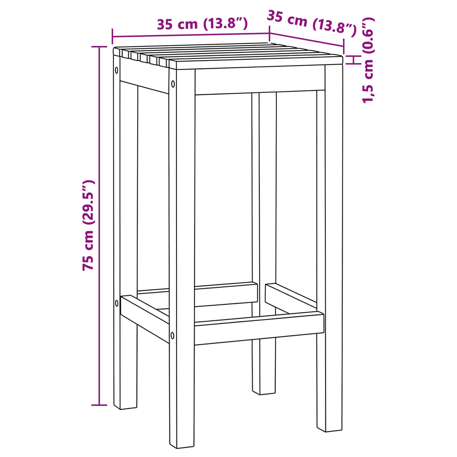 Barhocker 2 pcs Natur Massivholz Teak