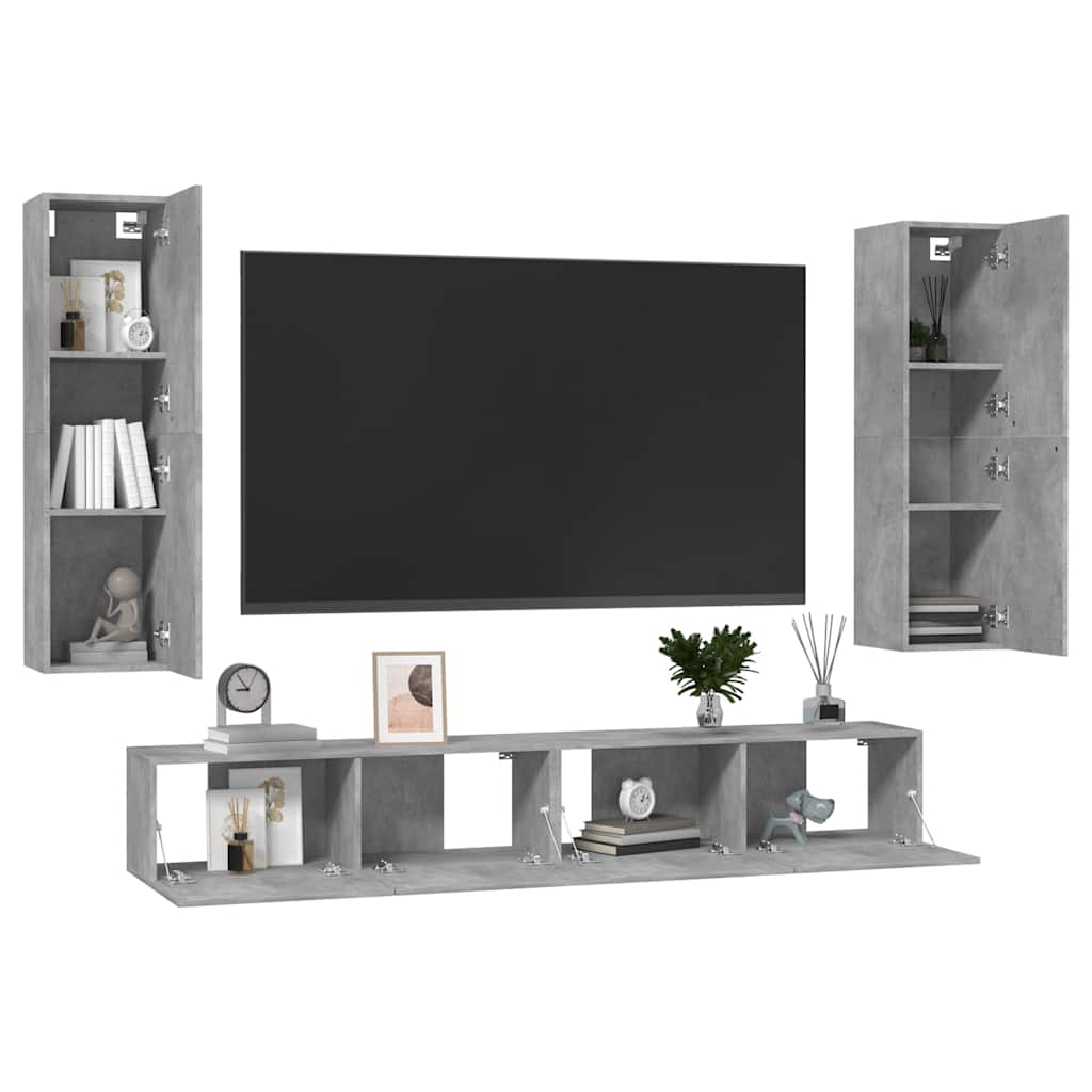 4-tlg. TV-Schrank-Set Weiß Holzwerkstoff