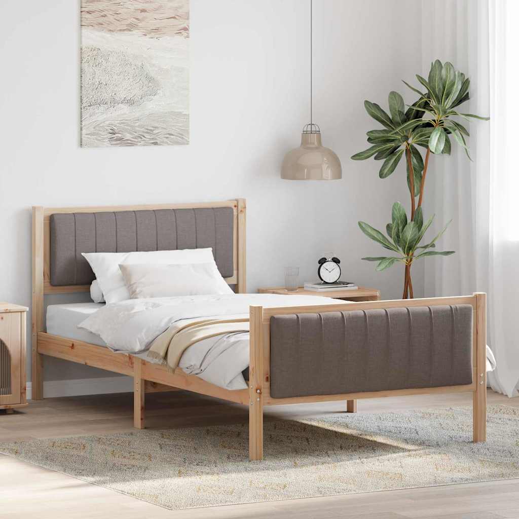 Bettgestell Braun und hellgrau 200 x 200 cm Massivholz Kiefer