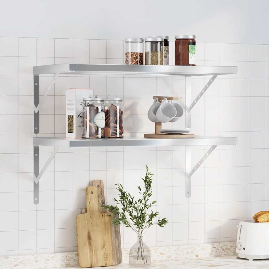 Wandregale 2 Stk. 100x40 cm Silbern Edelstahl