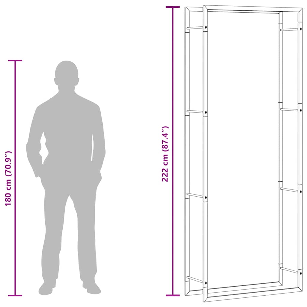 Brennholzregal 50x28x94 cm Edelstahl