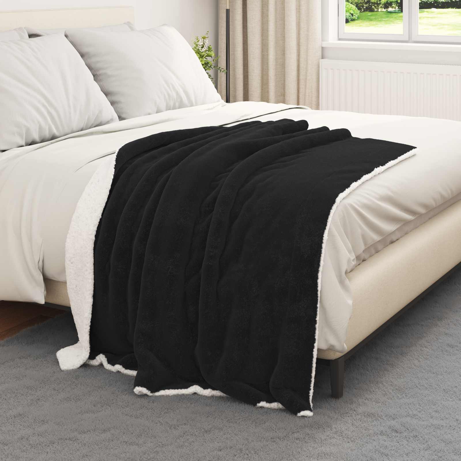Überwurfdecke Beige 130 x 150 cm Fleece