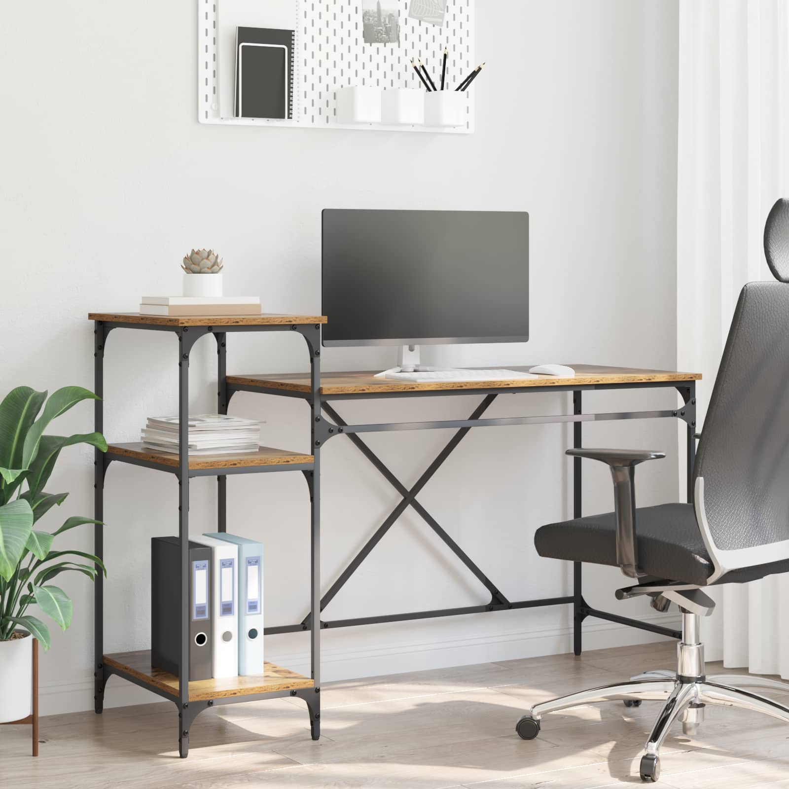 Schreibtisch mit Regal Sonoma-Eiche 135x50x90 cm Holzwerkstoff