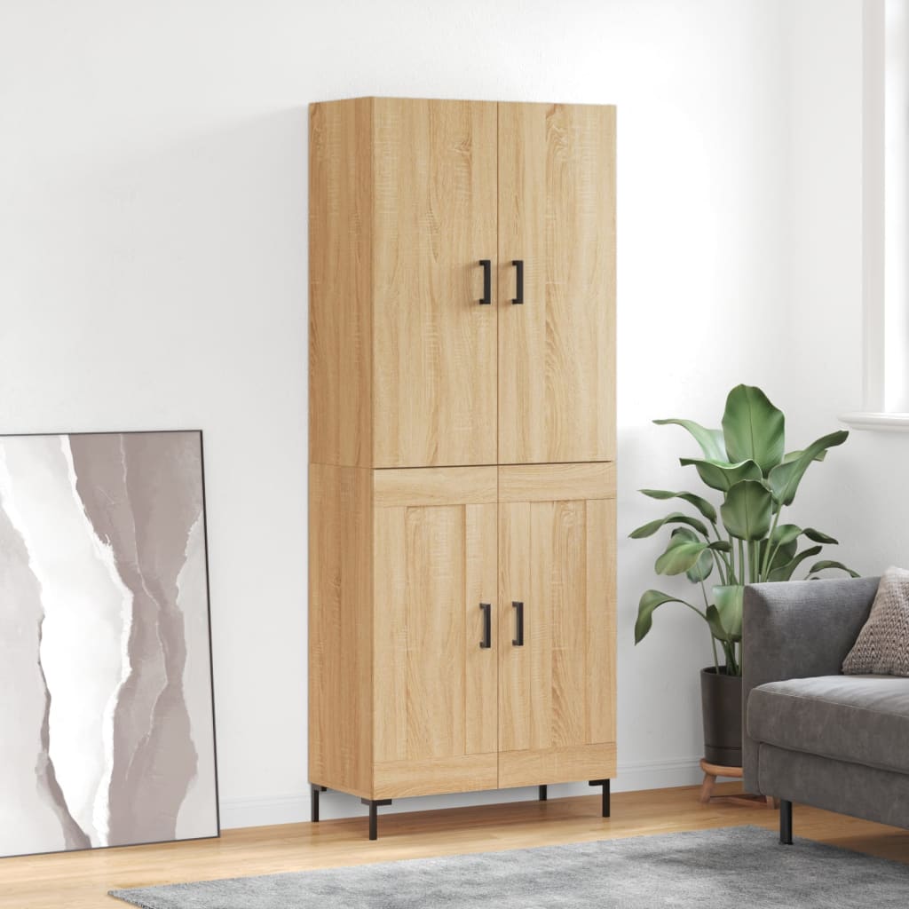 Highboard Betongrau 69,5x34x180 cm Holzwerkstoff