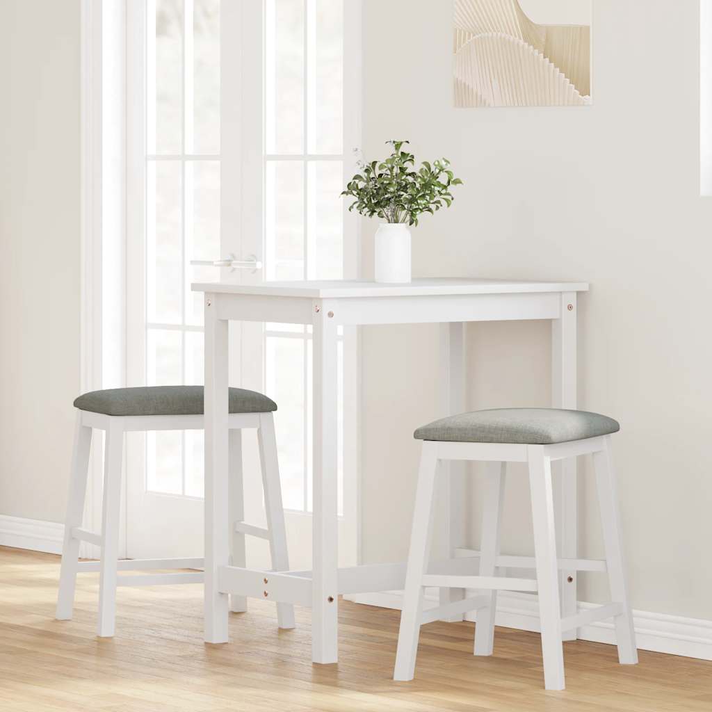 Barstühle mit Kissen 2 Stk. Braun Massivholz Gummibaum