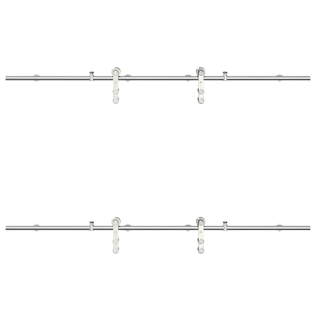 Schiebetür-Beschlagsatz 200 cm Edelstahl Silbern