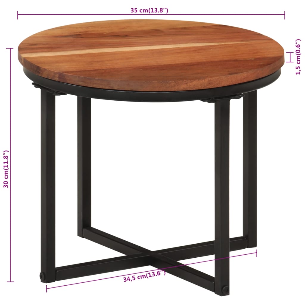 Couchtisch 45x45x35 cm Massivholz Akazie und Eisen