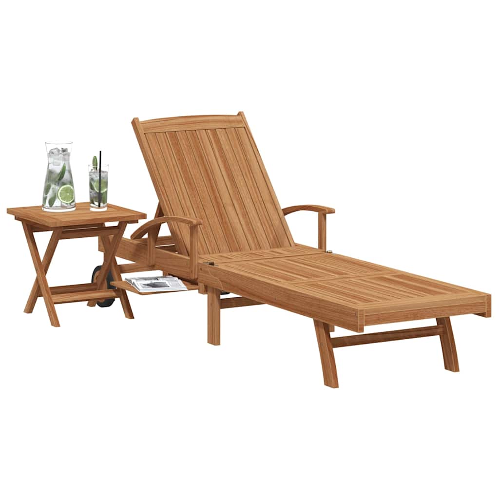Sonnenliege Massives Teakholz Braun