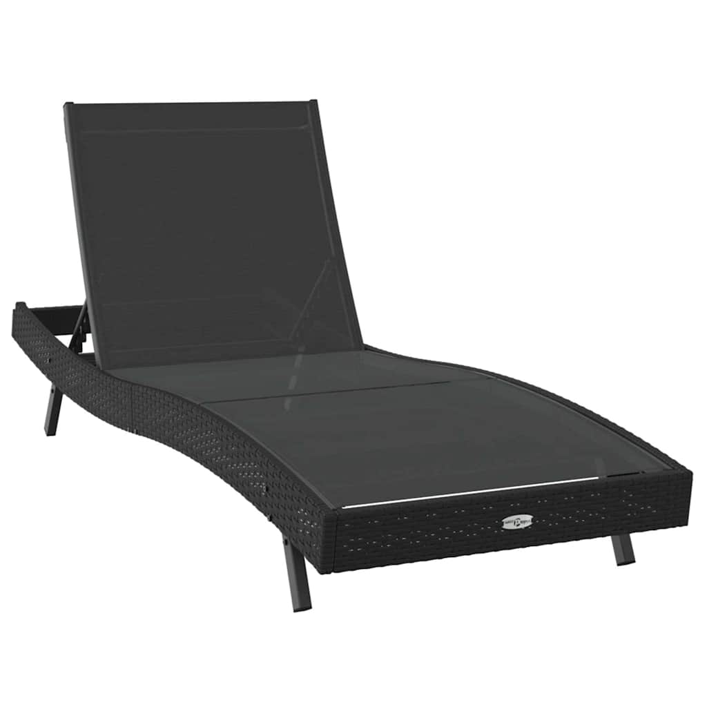 Sonnenliege 2 pcs Schwarz und Braun Poly-Rattan