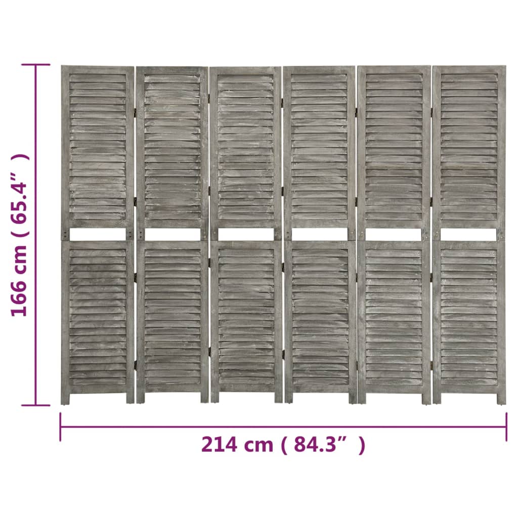 5-tlg. Raumteiler Grau 179x166 cm Massivholz