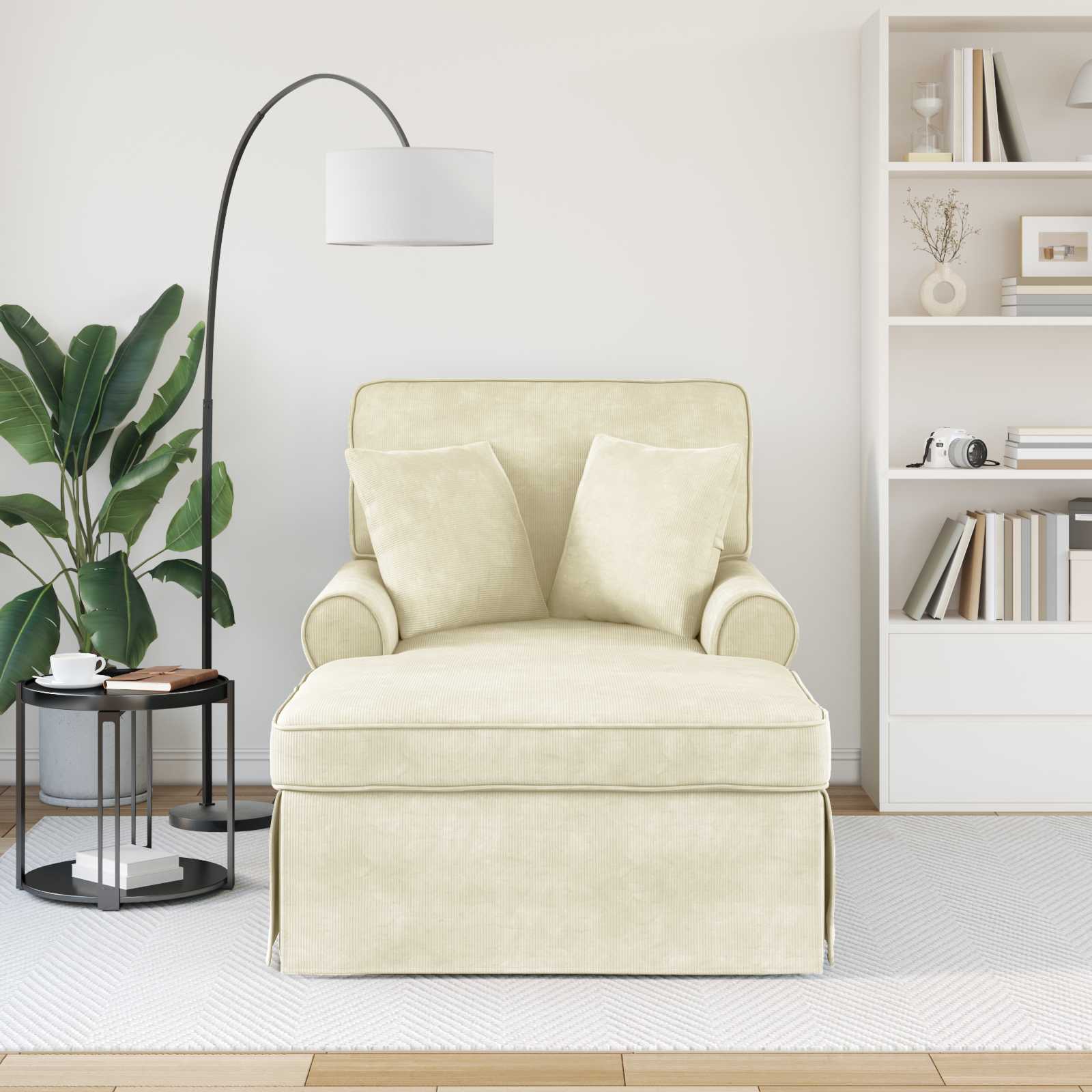 Chaise Lounge mit Rock mit Kissen 3 pcs Hellgrau Cordstoff