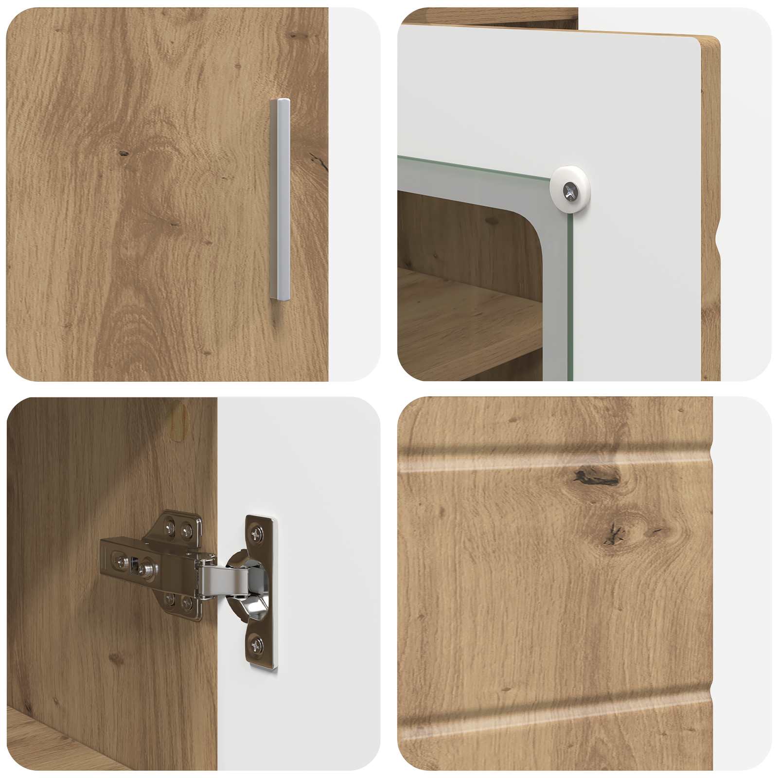 Highboard mit Regal FLORIN Weiß 60 x 35 x 182 cm Holzwerkstoff