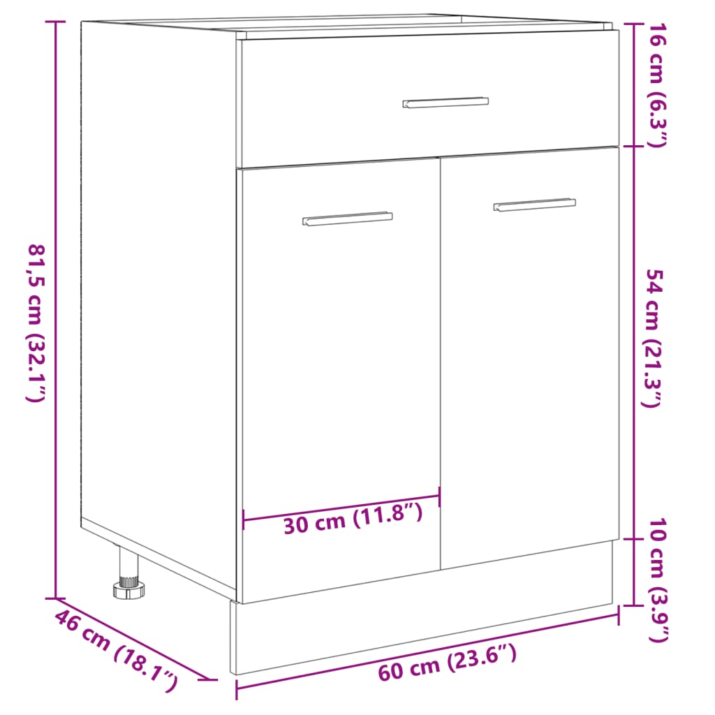 Unterschrank Lyon Weiß 60x46x81,5 cm Holzwerkstoff