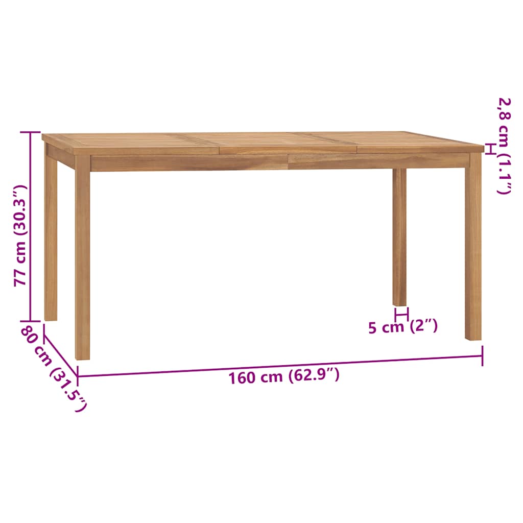 Garten-Esstisch 140x80x77 cm Massivholz Teak