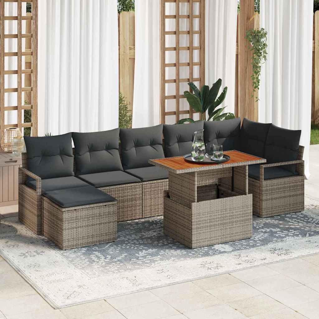 Garten Essgruppe mit Kissen 8 pcs Schwarz und Creme