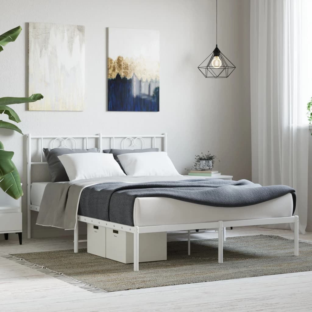 Bettgestell mit Kopfteil Metall Schwarz 100x190 cm