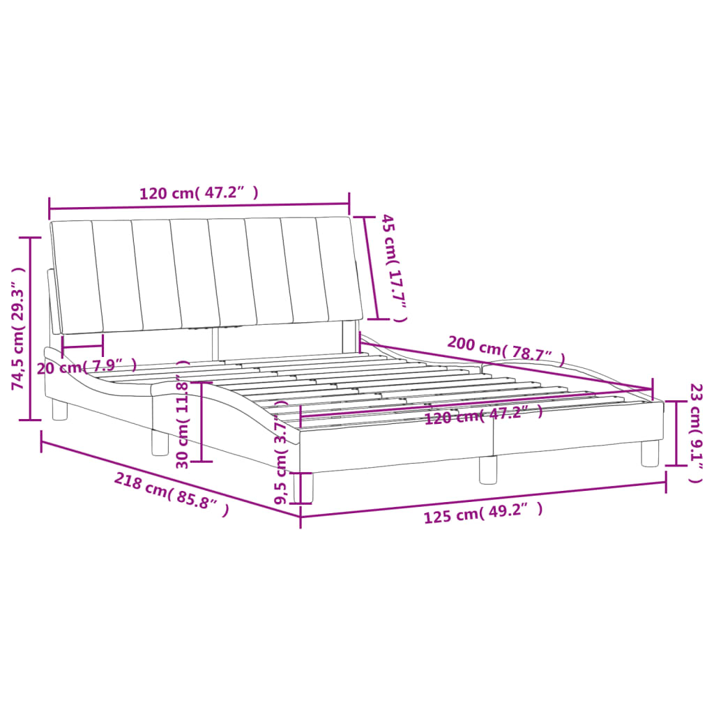 Bett mit Matratze "Hanko" Hellgrau 80x200 cm Samt