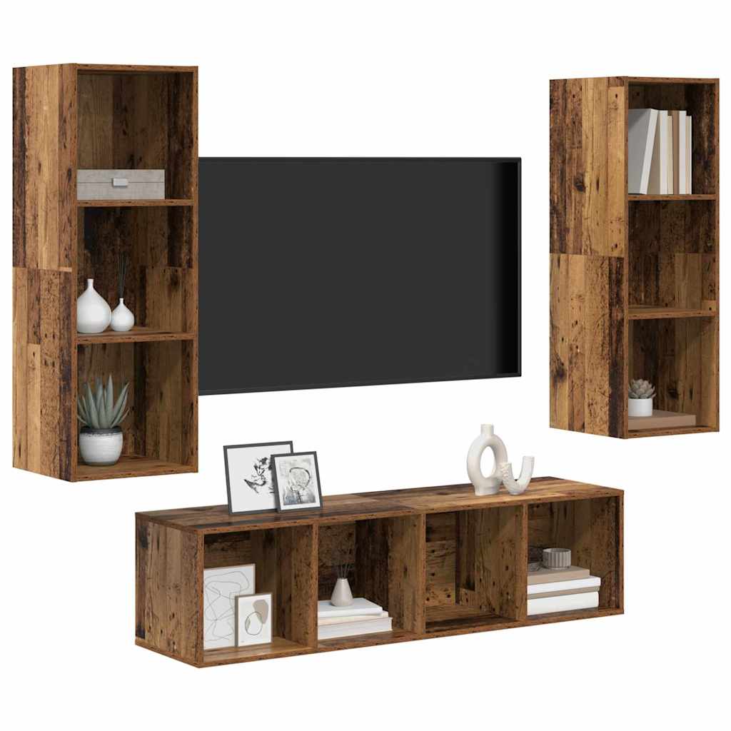 3-tlg. TV-Schrank-Set Weiß Holzwerkstoff