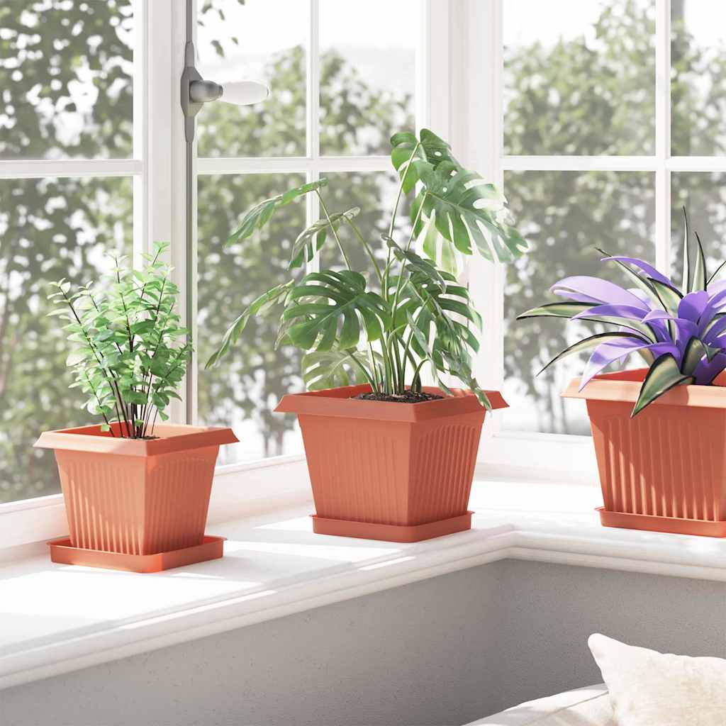 Blumentöpfe 6 pcs Ziegelrot 20 x 20 x 16 cm Kunststoff