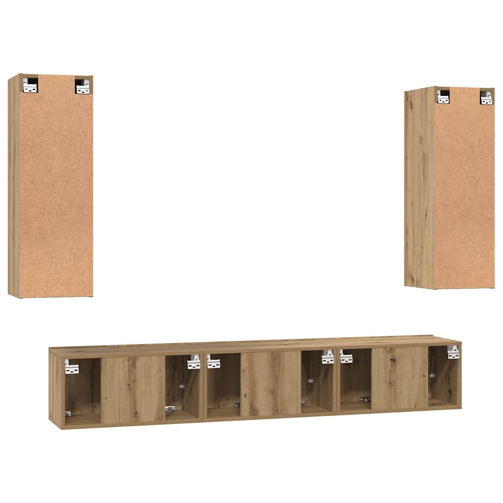 4-tlg. TV-Schrank-Set Weiß Holzwerkstoff