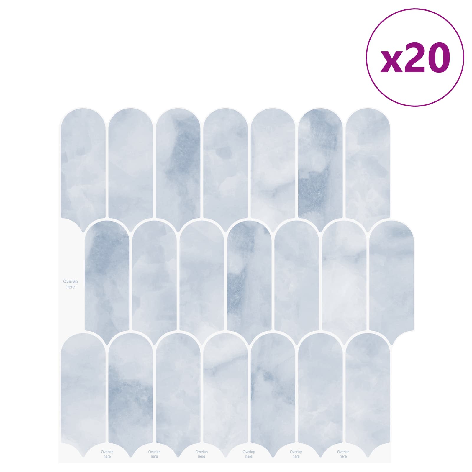 Federfliese 10 pcs Grau Marmor 30 x 30 cm Polyurethan und PET