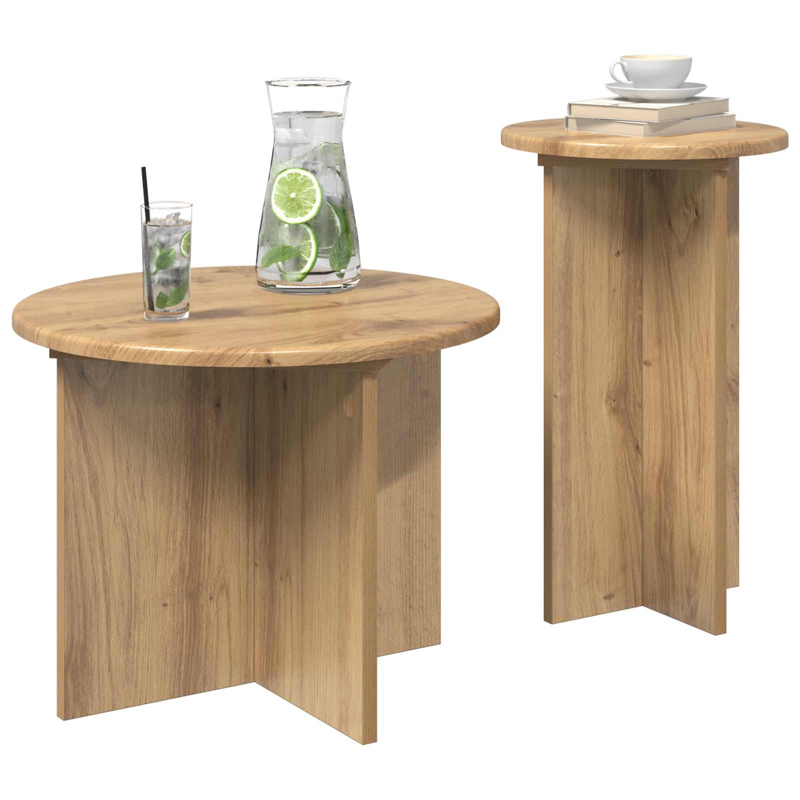 Beistelltisch-Set mit Speicher 2 pcs Weiß Holzwerkstoff