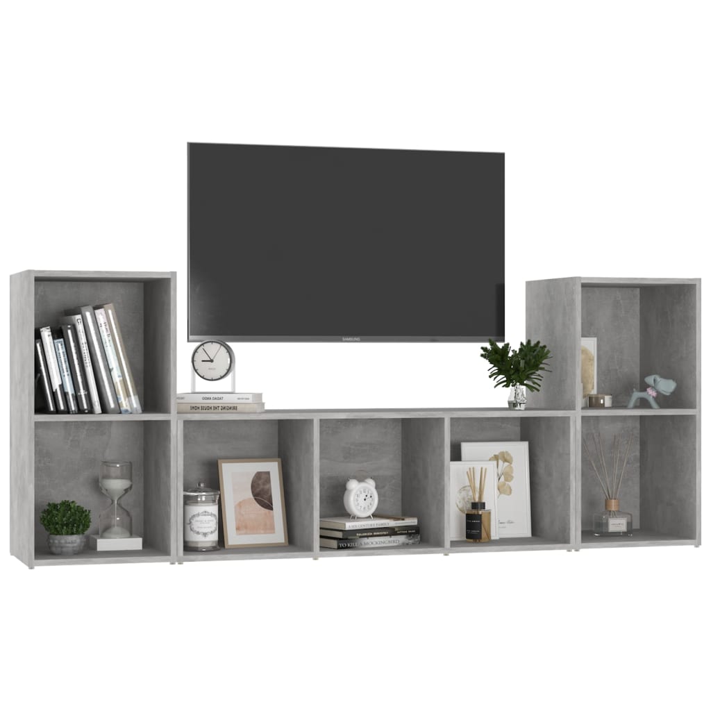 3-tlg. TV-Schrank-Set Weiß Holzwerkstoff