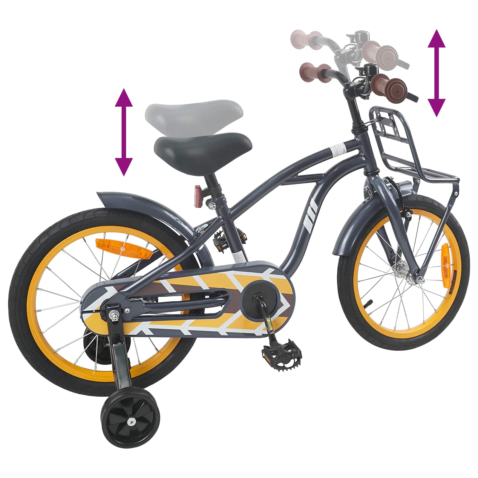 Kinderfahrrad 16 Zoll für 4-6 Jahre alt Schwarz