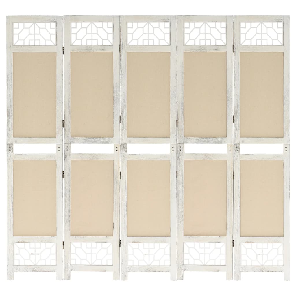 4-tlg. Raumteiler Creme 140x165 cm Stoff
