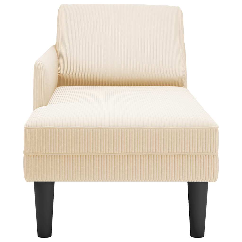 Chaiselongue mit Kissen Hellgrau Cordstoff
