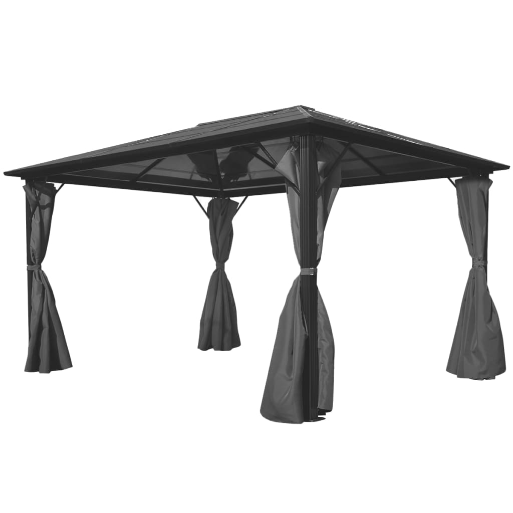 Pavillon mit Vorhängen Anthrazit Aluminium 300 x 300 cm
