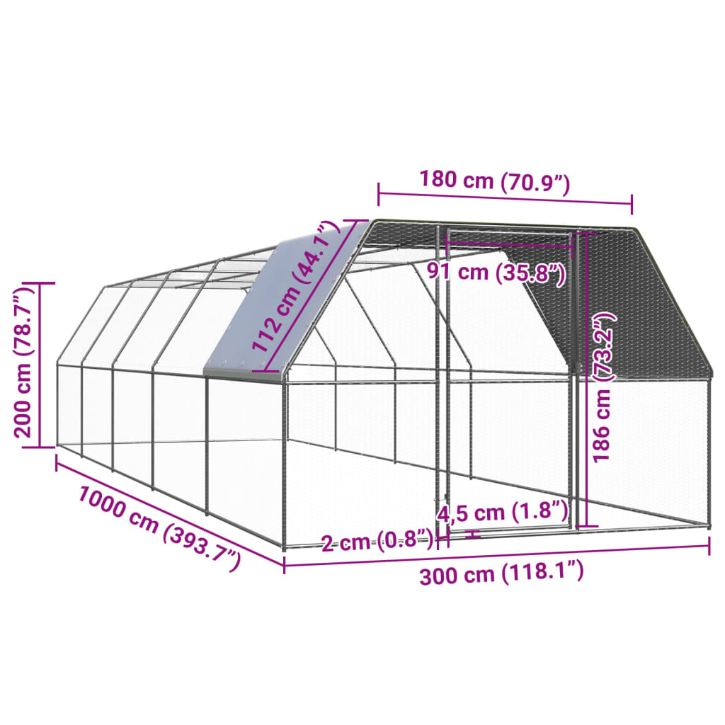 Outdoor-Hühnerkäfig 2x2x2 m Verzinkter Stahl