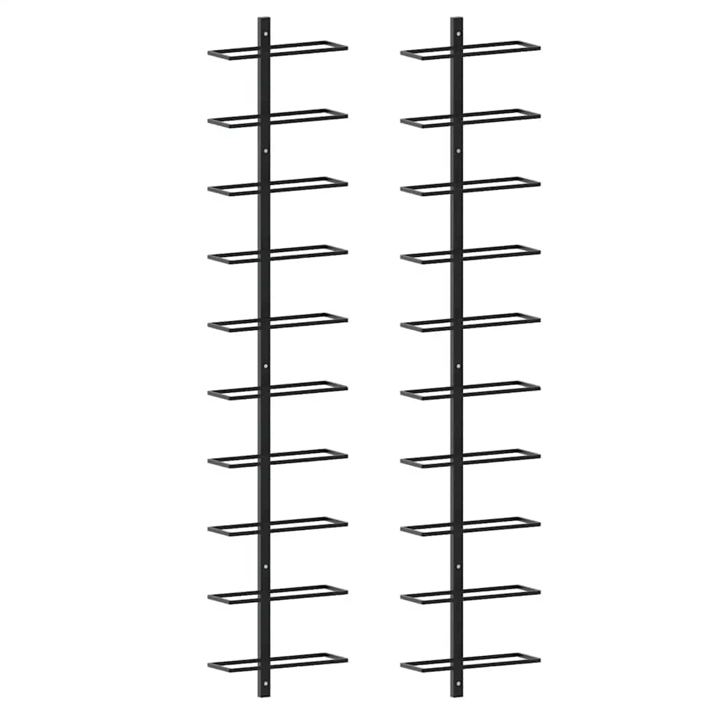 Wand-Weinregal für 9 Flaschen Schwarz Eisen