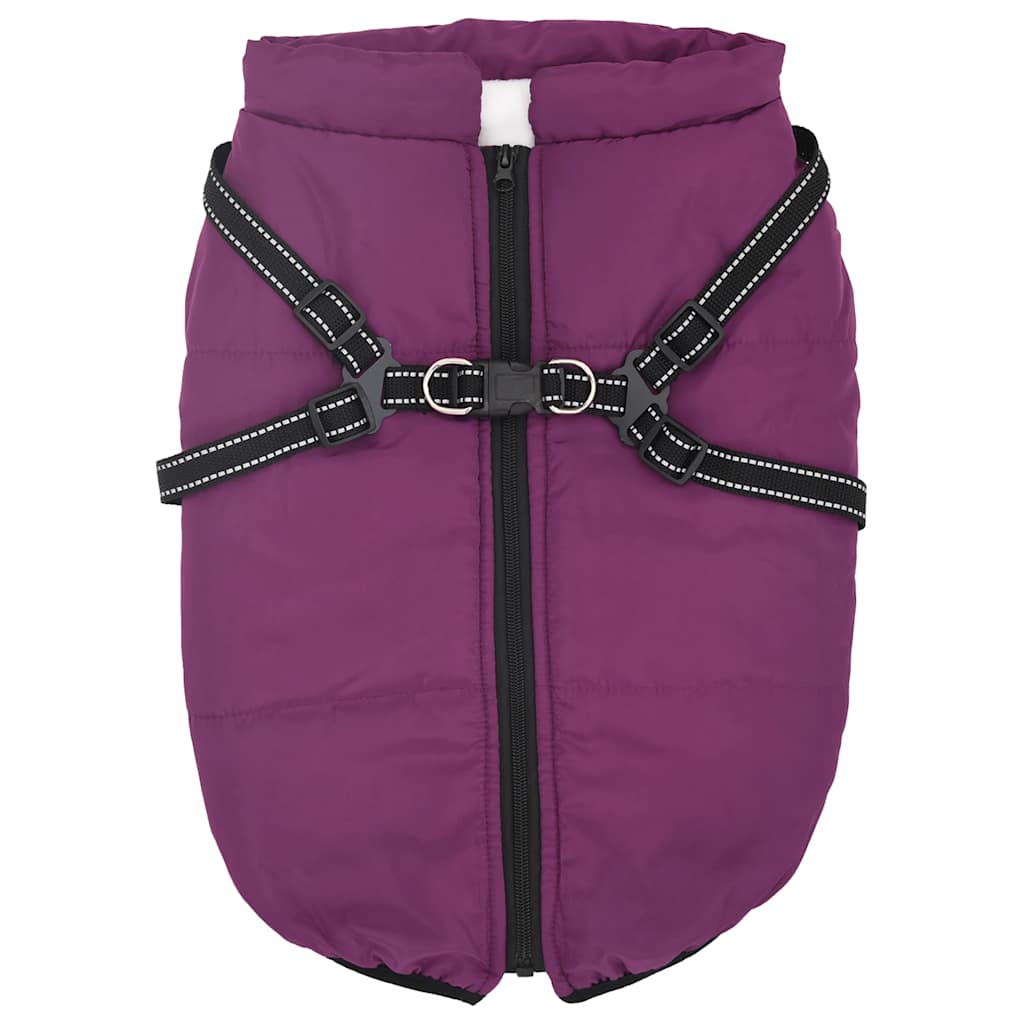 Hundemantel mit Geschirr Wasserdicht Reflektierend Lila L48