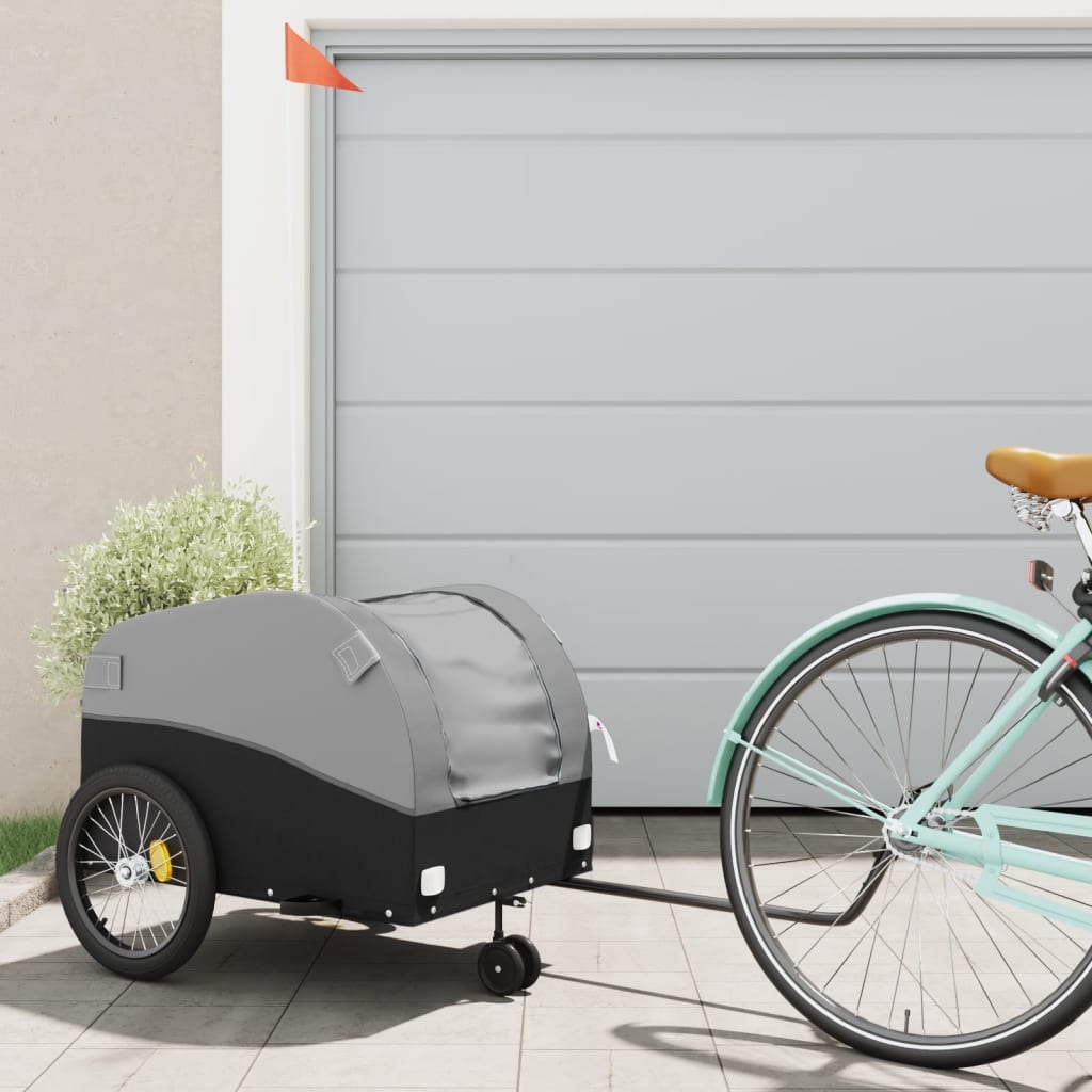 Fahrradanhänger Schwarz und Orange 30 kg Eisen