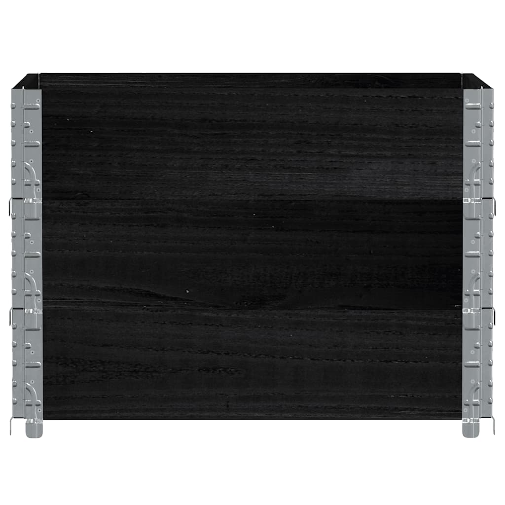 Paletten-Aufsatzrahmen Schwarz 80x60 cm Massivholz Kiefer