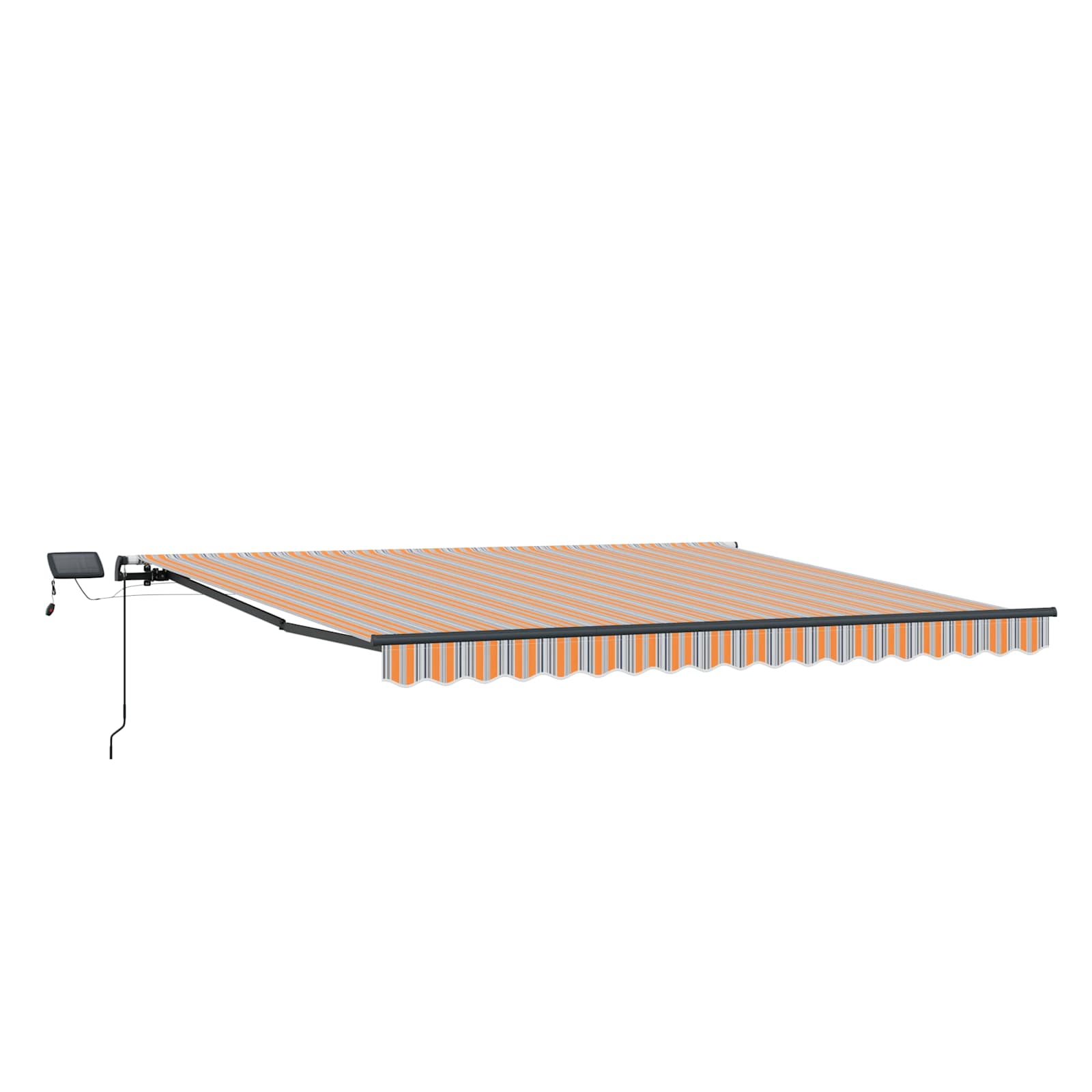 Markise Manuell Einziehbar mit LED 300x250 cm Blau und Weiß