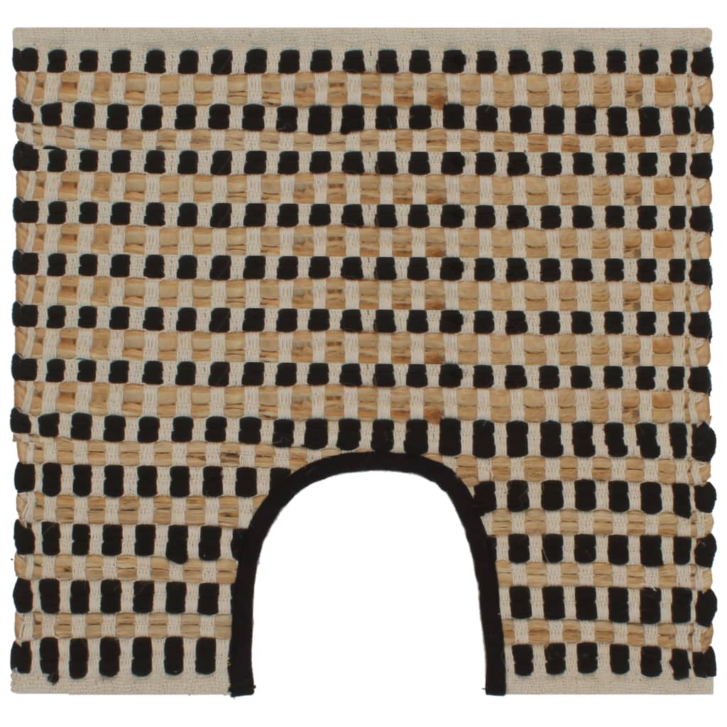 Handgewebtes Badematten-Set Jute Stoff Natur und Weiß